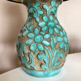Italian glazed ceramic lamp 1960 mid century Bitossi turquoise