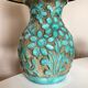 Italian glazed ceramic lamp 1960 mid century Bitossi turquoise