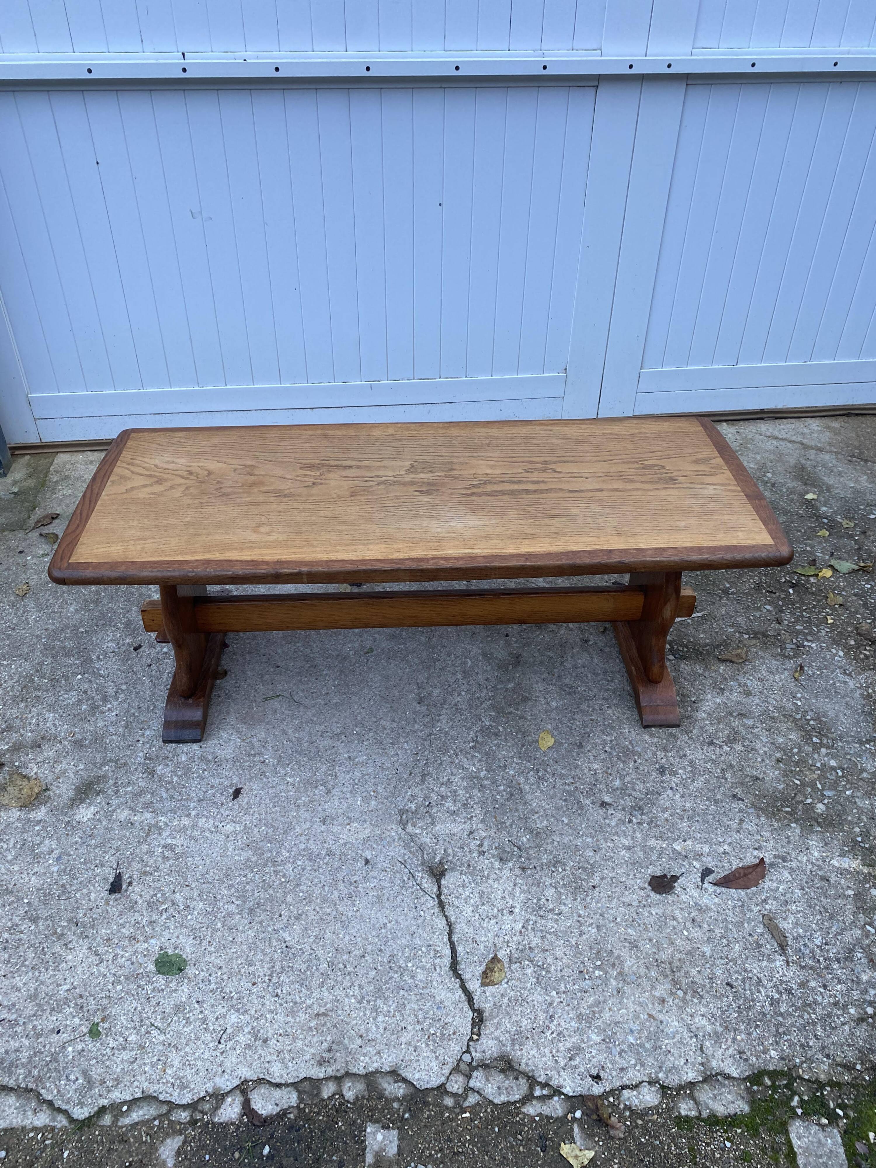 Rustic oak farmhouse coffee table, monastery style, 1950s
