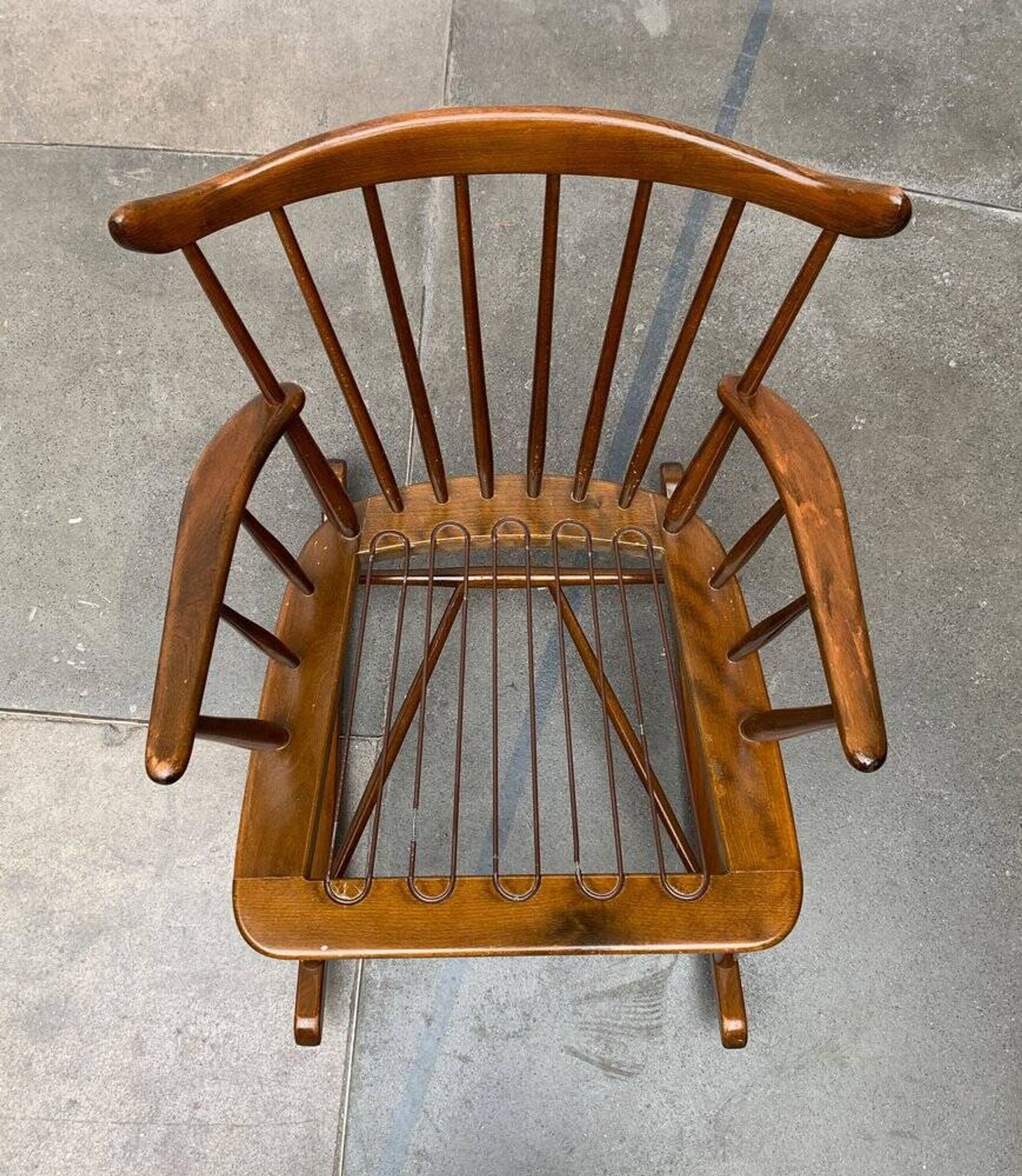 Mid-century rocking chair with new Kvadrat cushion by Børge Mogensen for FDB Møbler, 1960s.