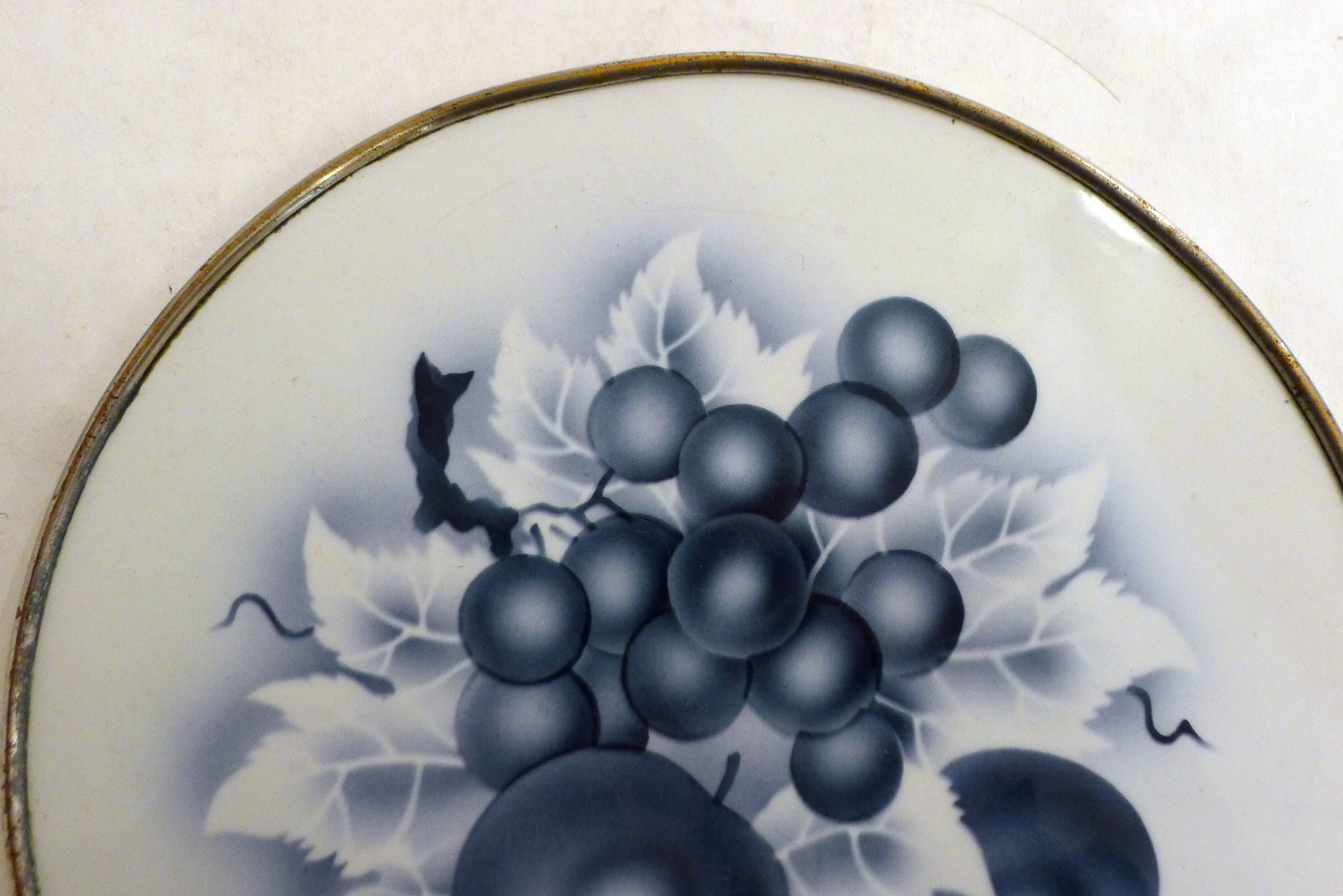 Plat à gâteau décor Fruits 1940'