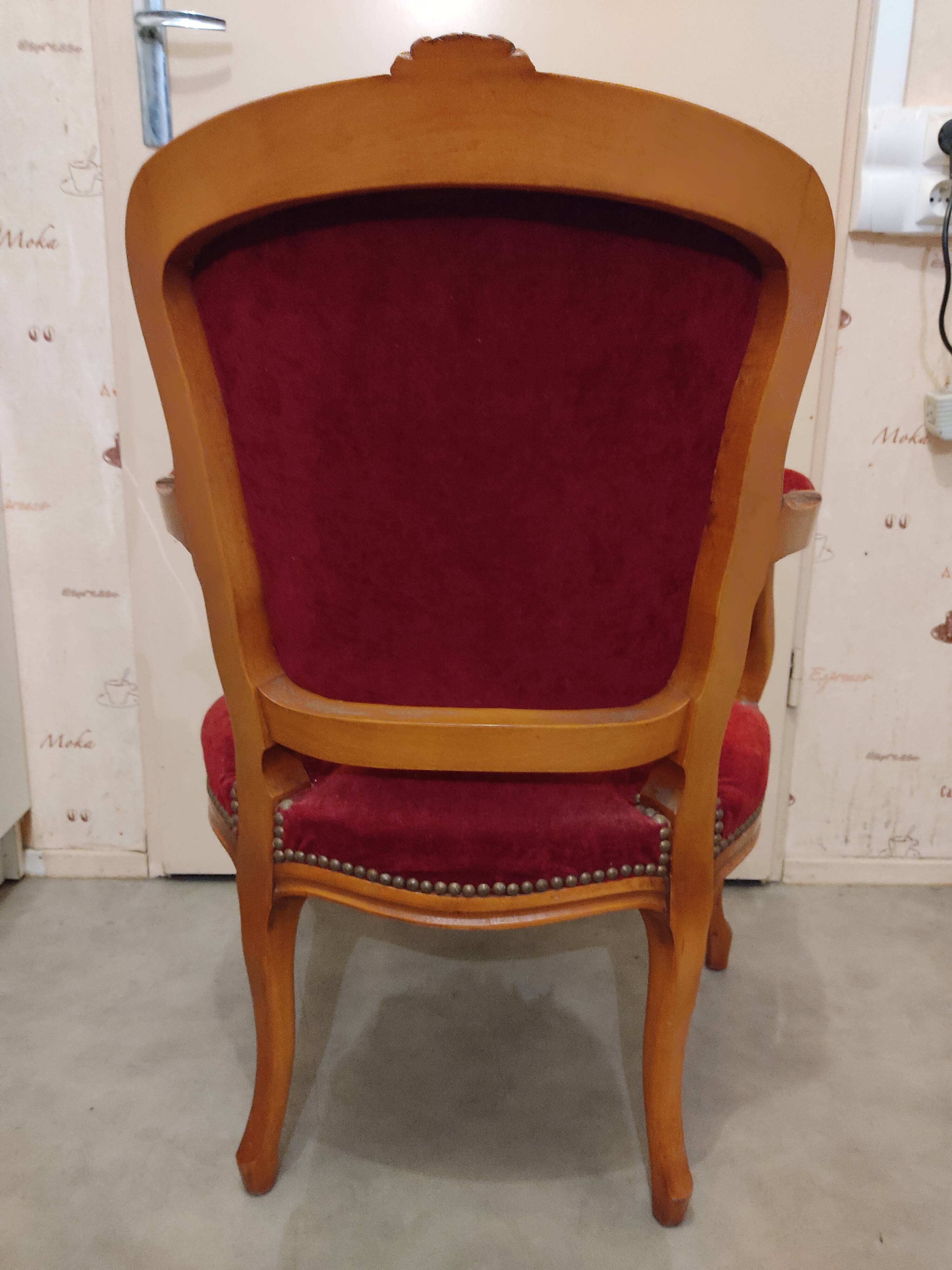 Ancien fauteuil style Louis Philippe bois velours