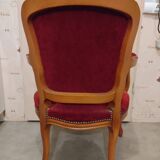 Old armchair style Louis Philippe velvet wood