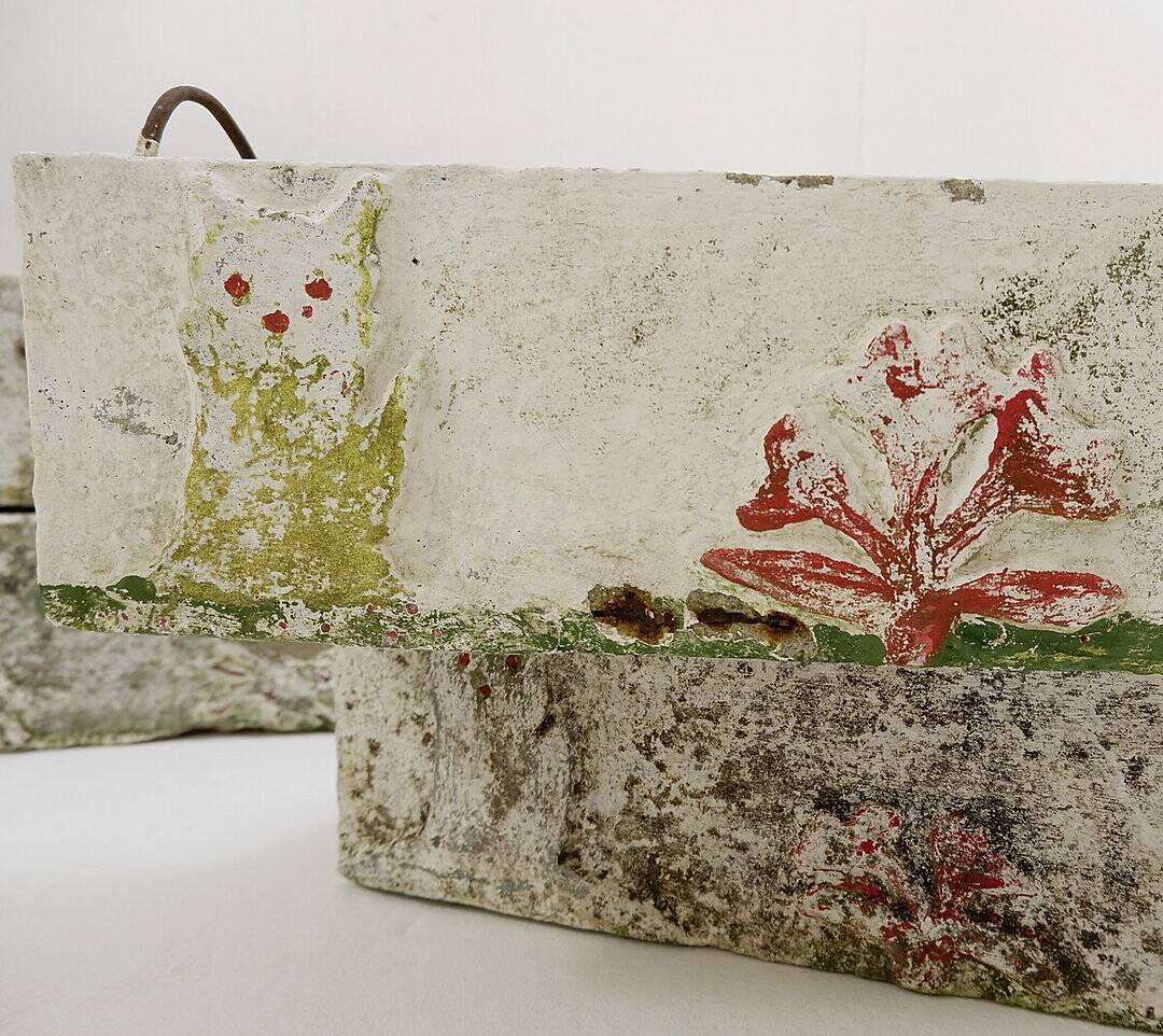 polychrome cement planters from Emile Taugourdeau's Zoological Garden - set of 4