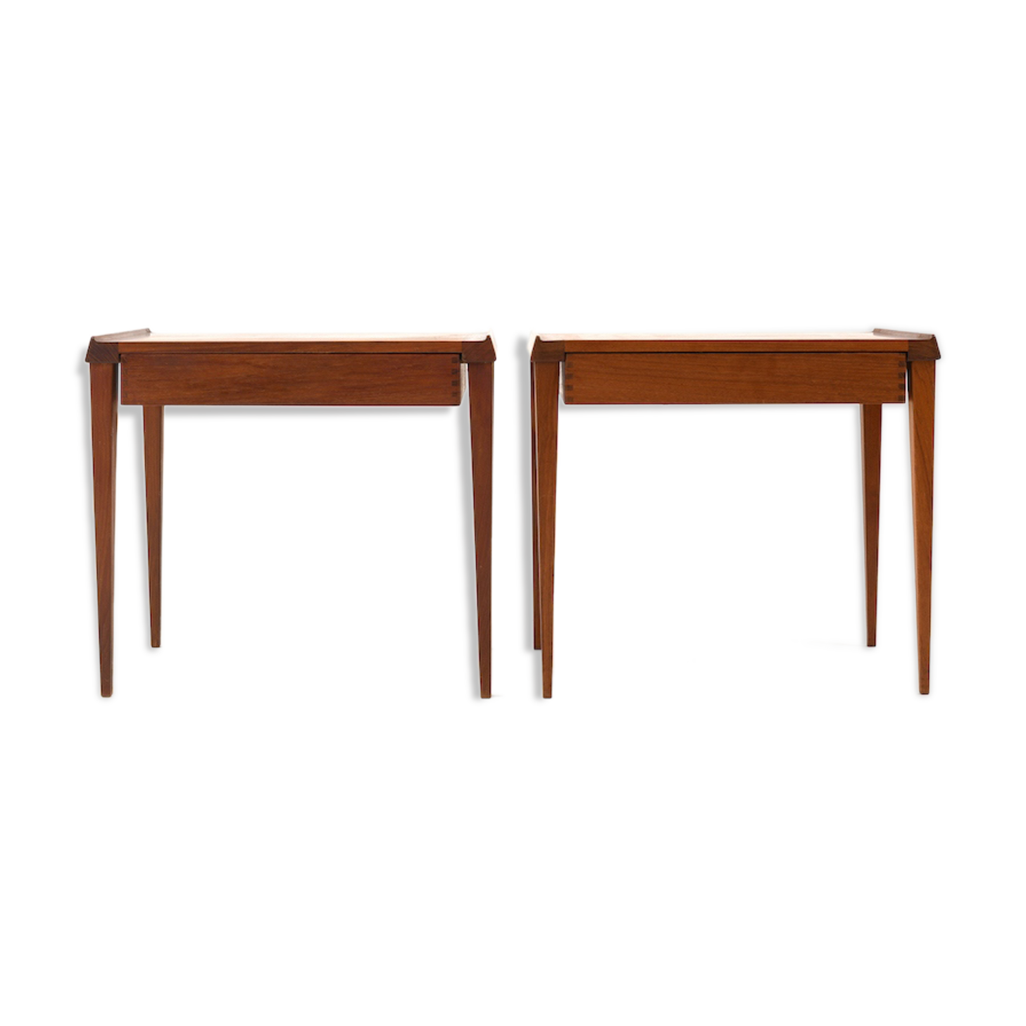 Fine danish pair of mid century teak nightstands