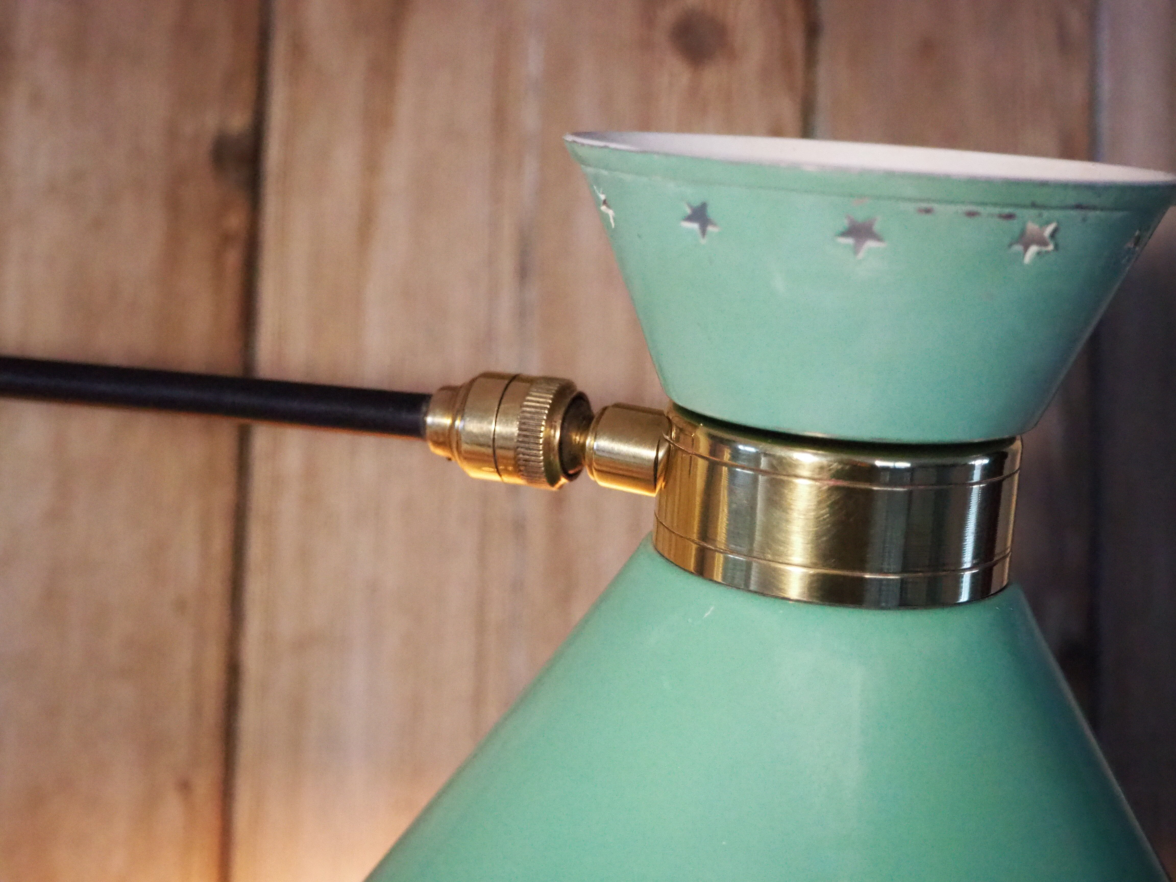 Lampe de potence murale articulée Diabolo du designer René Mathieu - verte