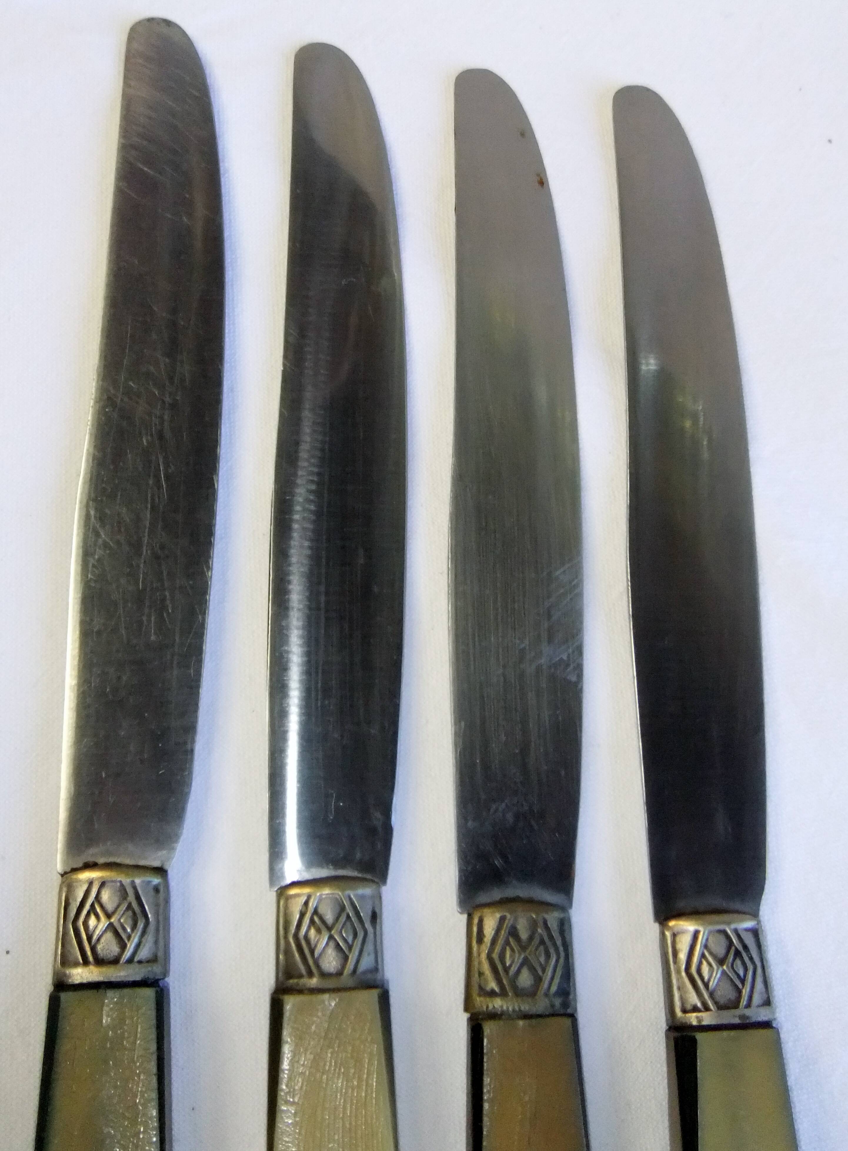 Covered table service old knives Pradel M ferrule art deco period