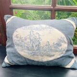 Linen and jouy cushion