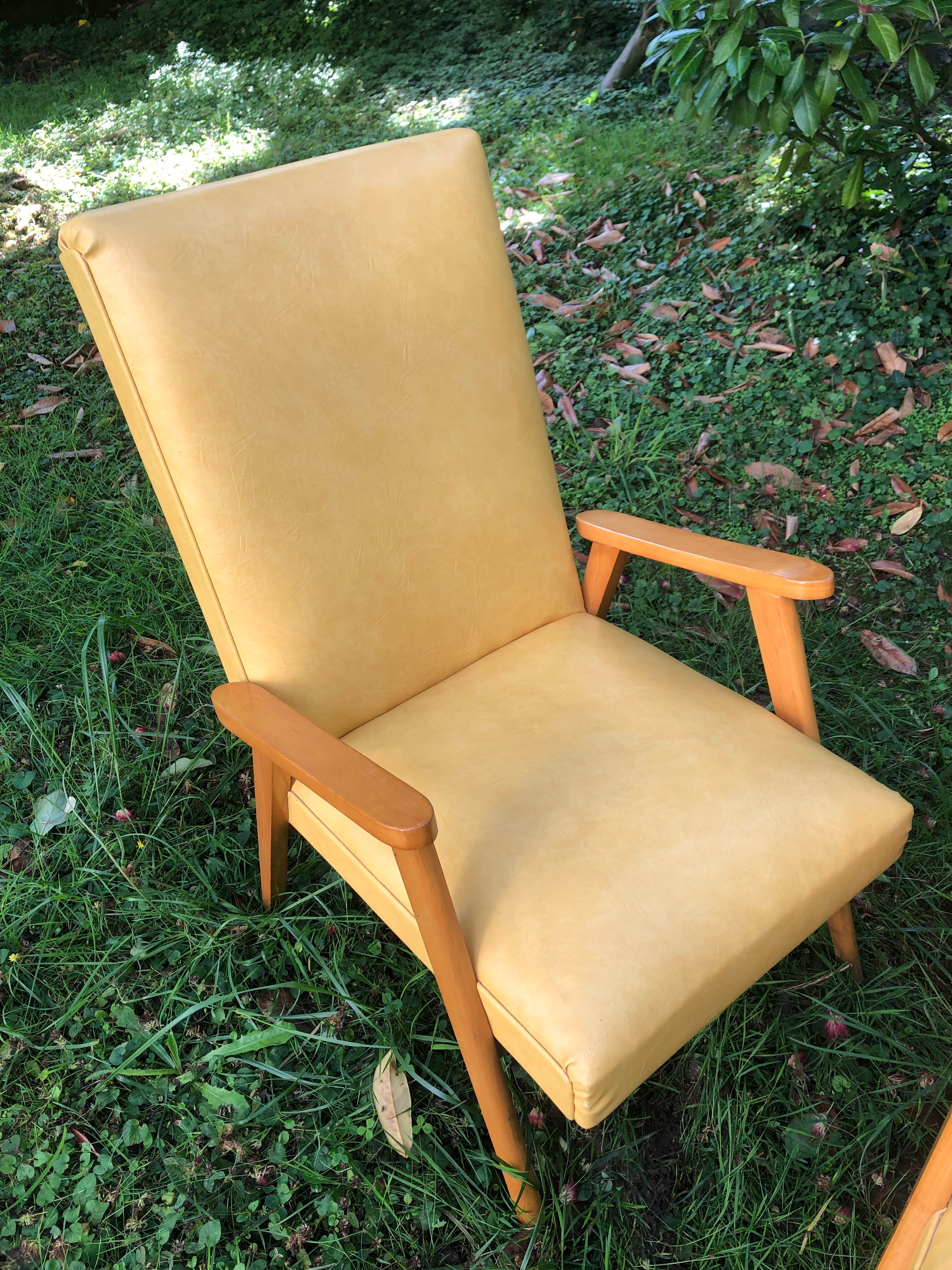 Vintage 60s yellow Scandinavian armchairs