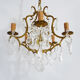 Bronze cage chandelier and glass stamps, at 5 lights. Year 50 60