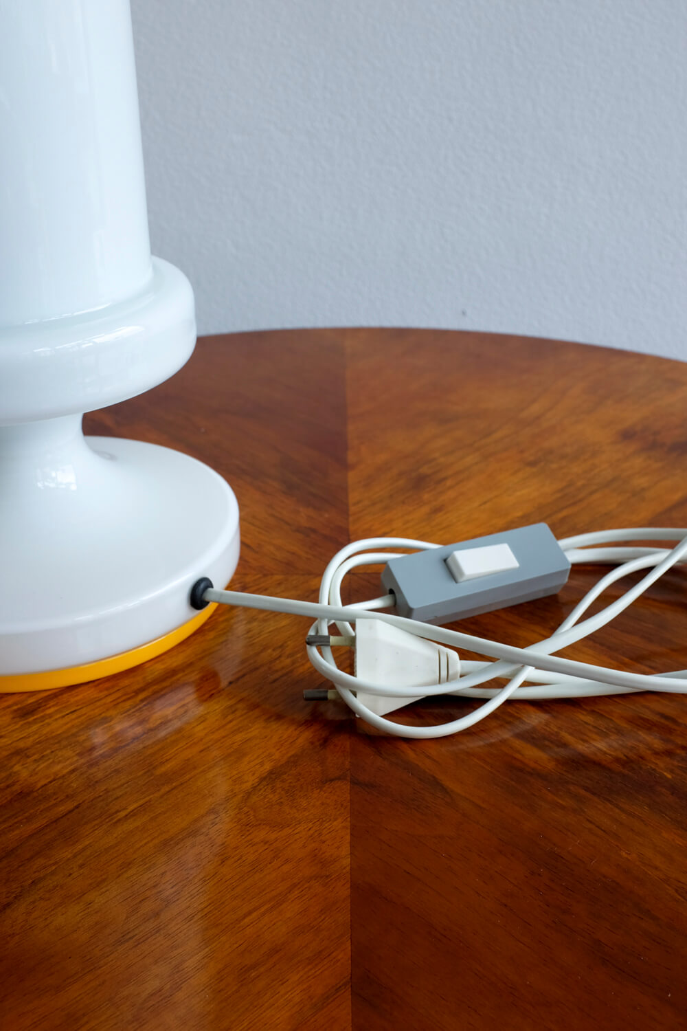 Vintage white opaline glass lamp by Valašské Meziříčí Czechoslovakia, 1970s