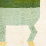 Berber carpet Beni Ouarain ecru with colored parts 153 x 109 cm