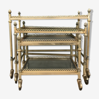 Tables gigognes style Louis XVI laiton et verre