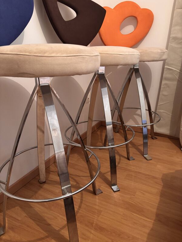 Lot de 3 tabourets – Giorgio Saporiti pour Il Loft – Italie, années 70/80