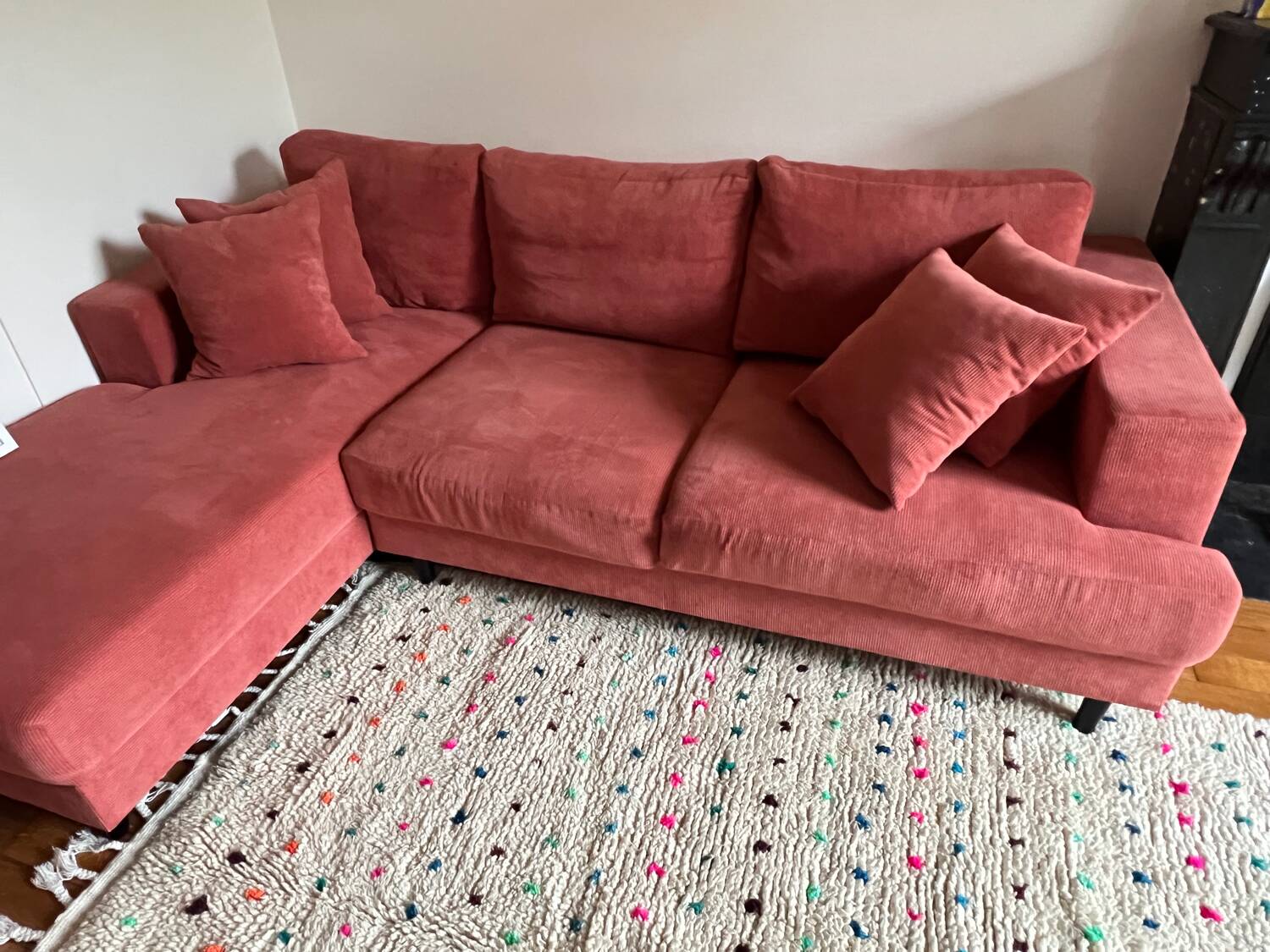 Berber Beni Ouarain handmade rug with small colorful polka dots