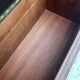 Vintage wall coat rack with storage bench from the 1970s.