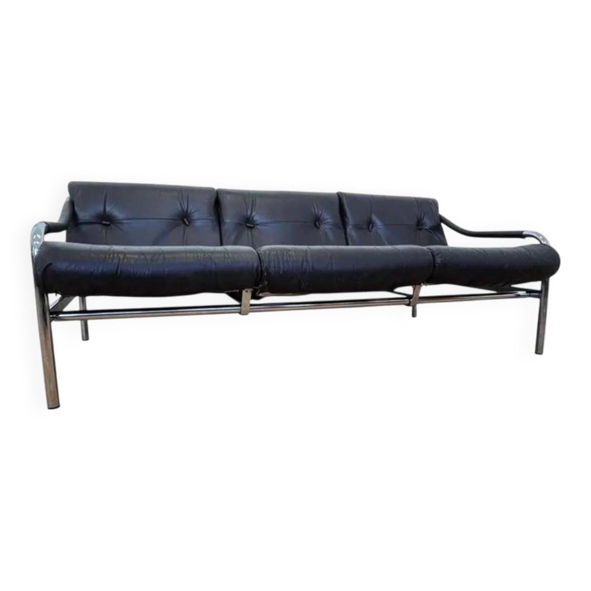 Rare Leather sofa Designed by Tim Bates for Pieff, England, circa 1970s