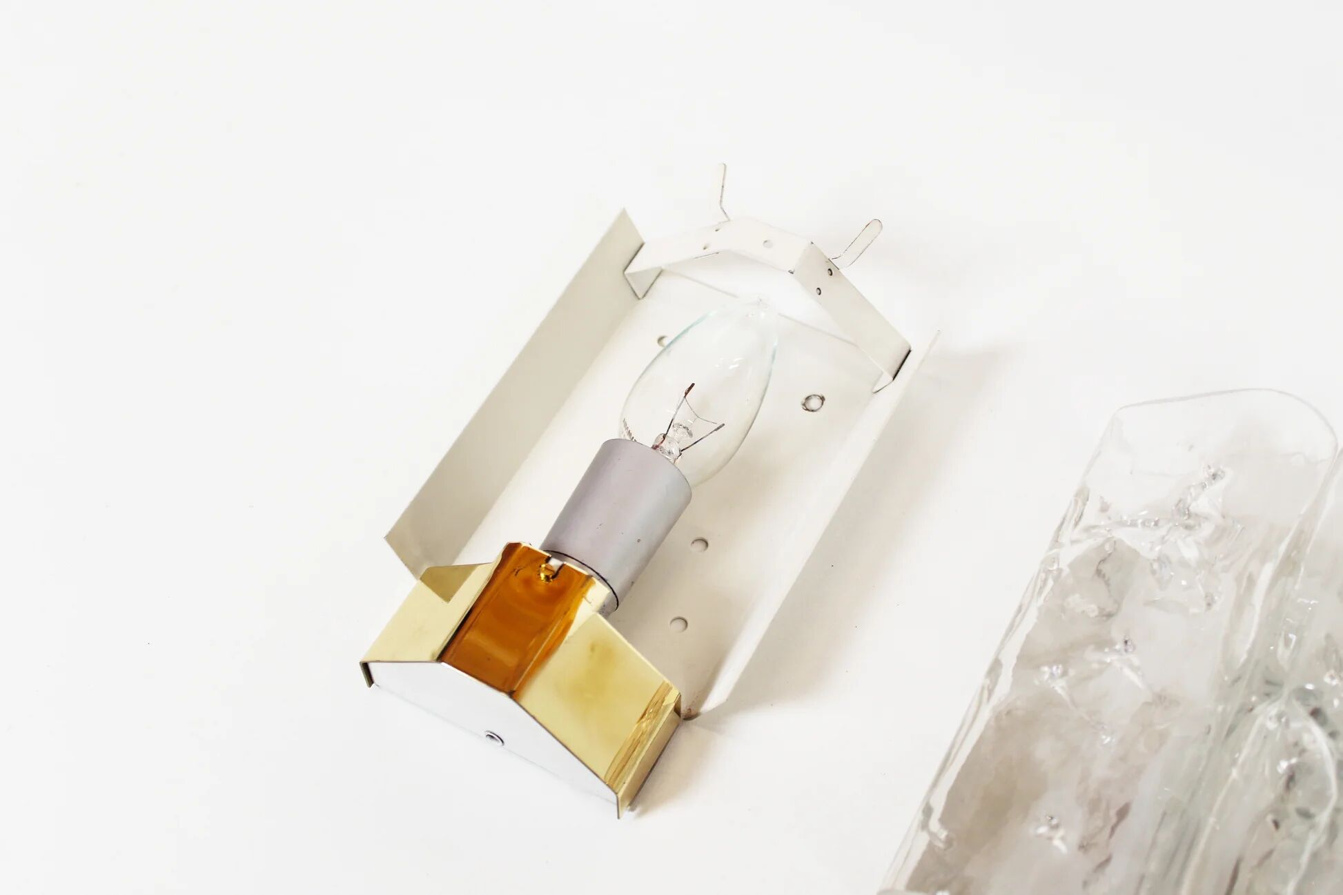 Pair of wall lamps in brass & glass by Doria Leuchten