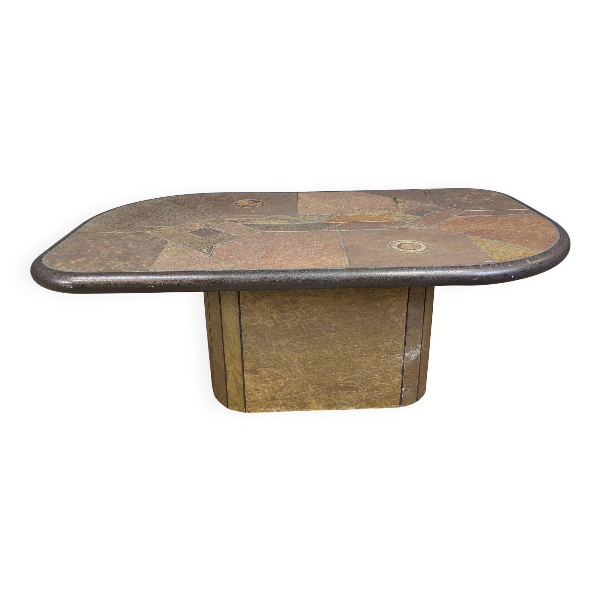 Brutalist slate stone coffee table, 1980s