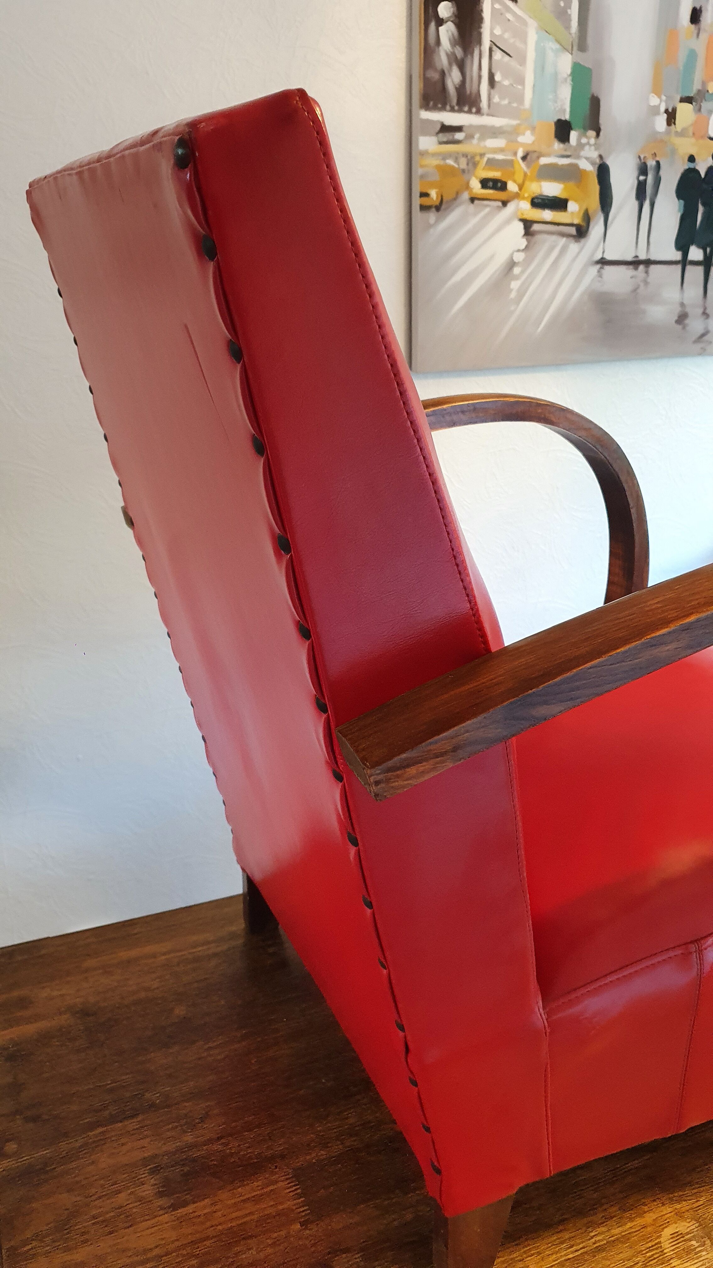 Armchair art deco skaï red