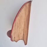 Vintage mail holder and matching plant holder in red painted wood - floral decor - 1970s