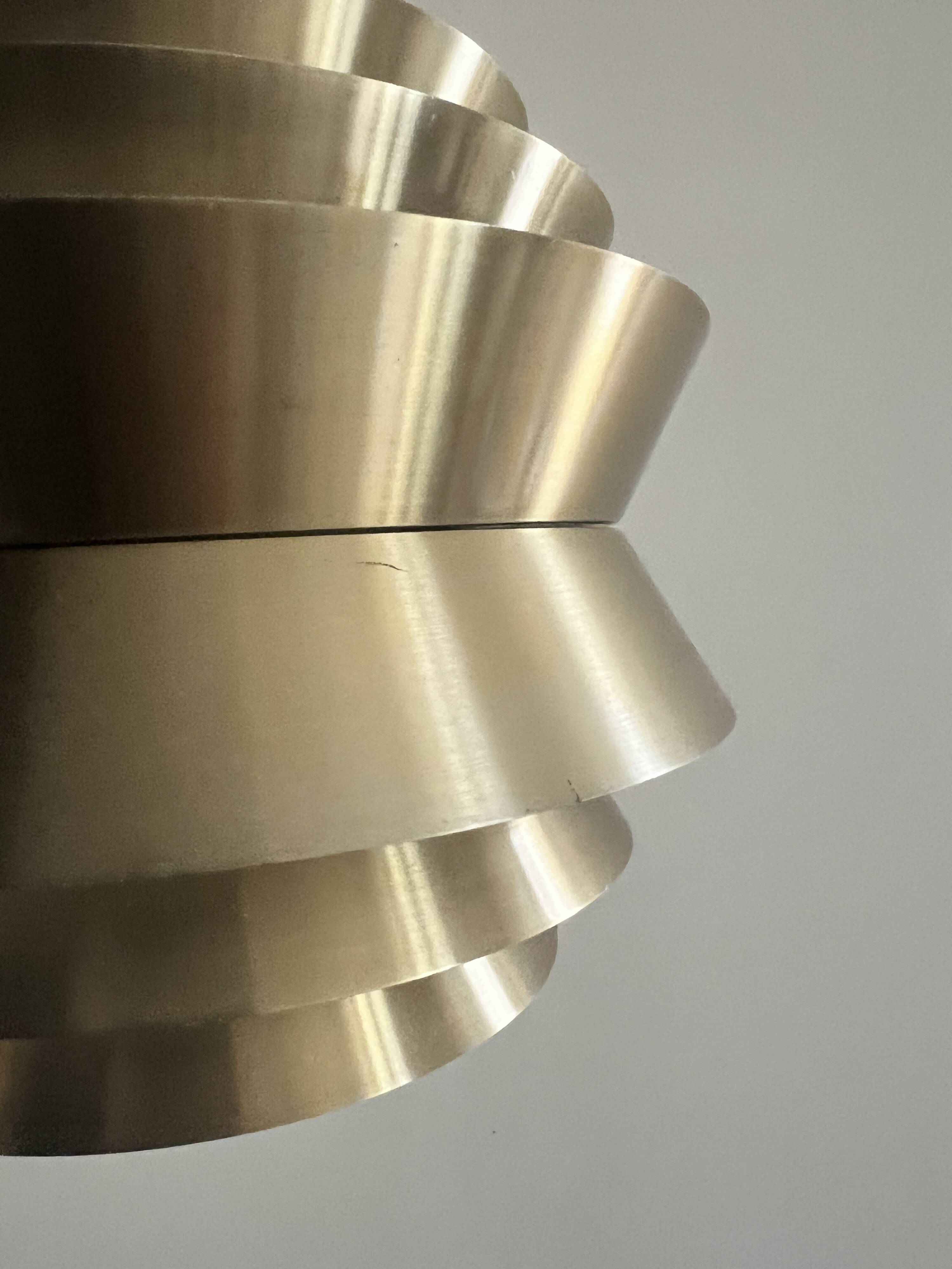 Brass & Lacquered White Aluminium Pendant Lamp by Carl Thore, design 1970