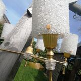 Chandelier perspex granite 1960 suspension doree