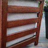 Art Deco armchair in solid oak and off-white corduroy, 1950s
