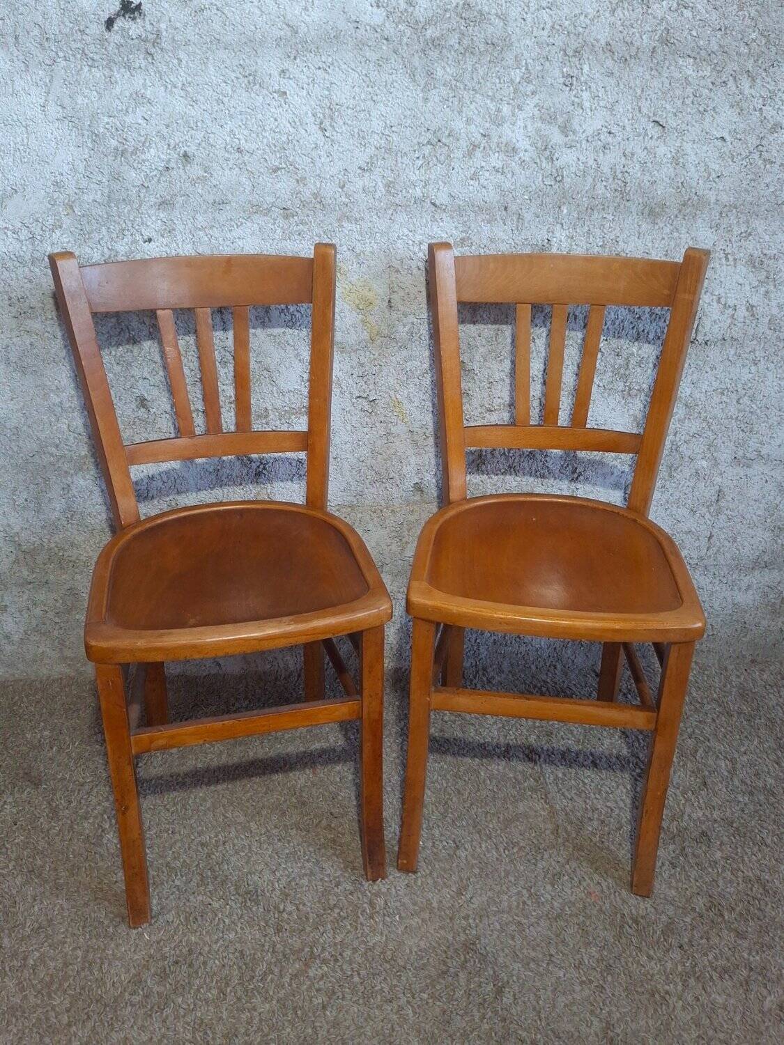 8 Bistro Chairs including 2 Authentic 1950s Solid Beech Luterma Chairs