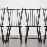 Set of 4 vintage wooden De Ster Gelderland design spindle chairs