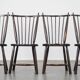 Set of 4 vintage spindle design chairs in wood by De Ster Gelderland.