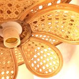 3 hanging lamps in rattan 1980s, rattan and braiding