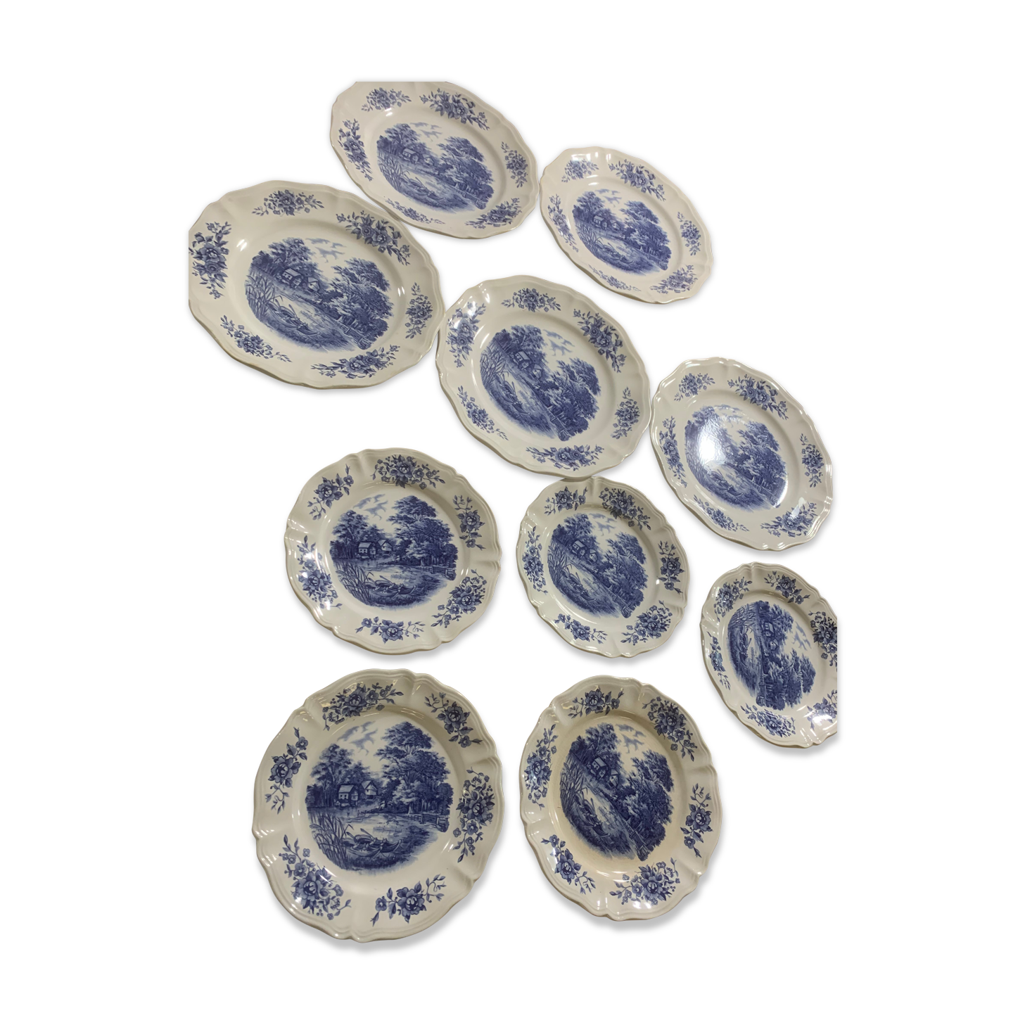 Set of 10 plates Digoin Sarreguemines model Romantic