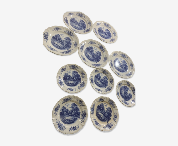 Set de 10 assiettes Digoin Sarreguemines modèle Romantic