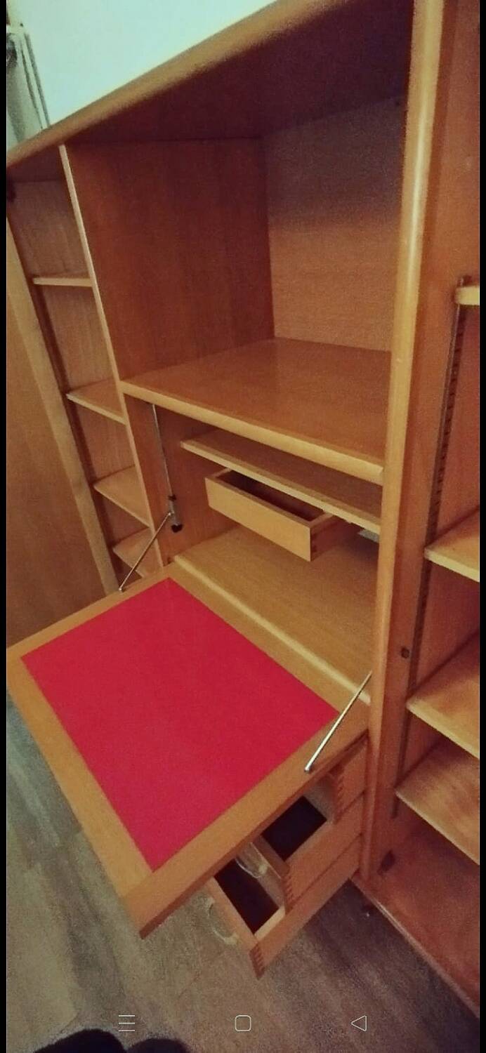 Wooden and rattan wardrobe