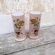 Paire de vases 1900 en opaline rose émaillés