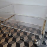 David Lange coffee table on plexiglass wheels Hi-Fi cabinet