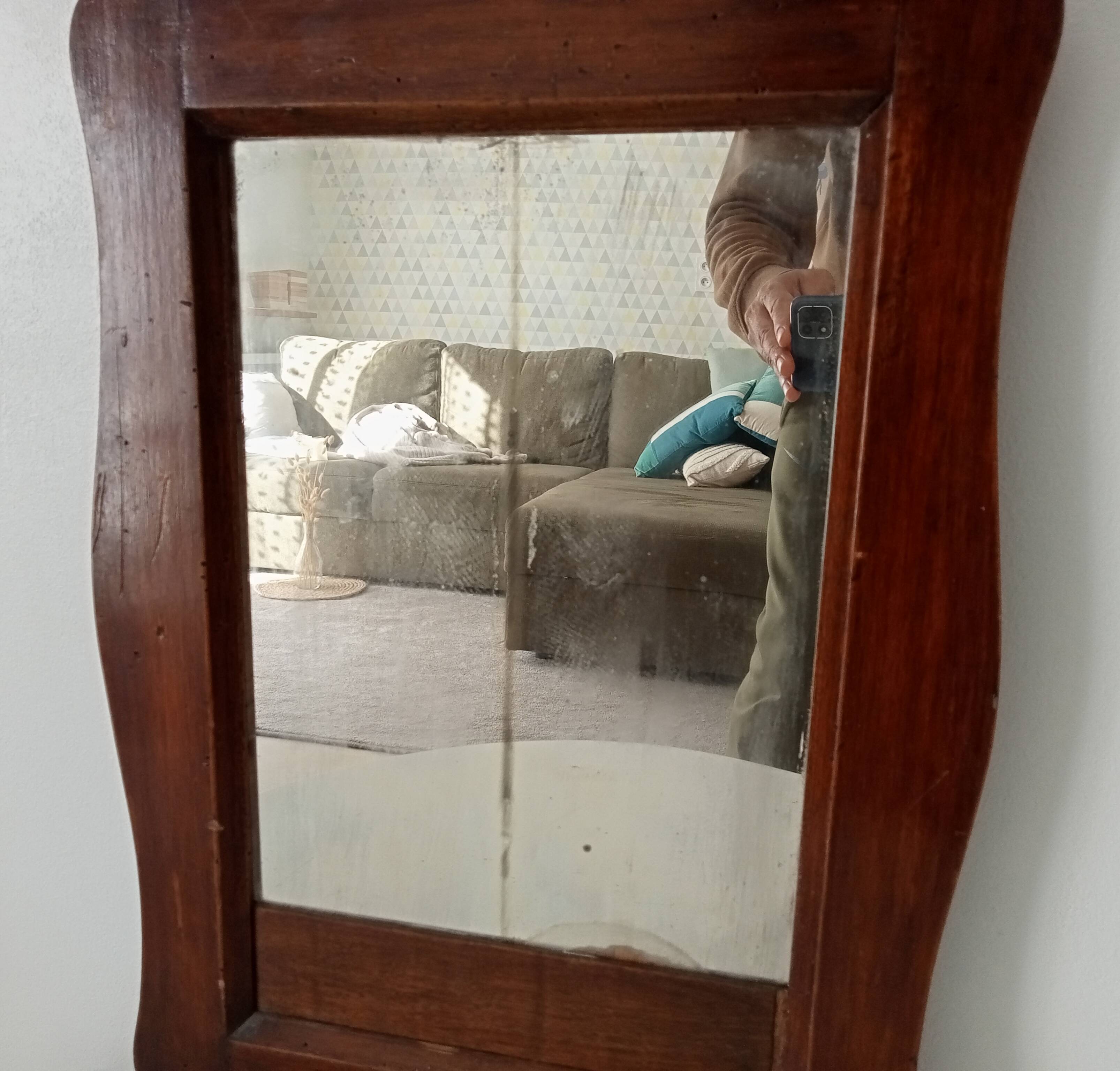 Miroir ancien en bois rustique
