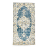 4x7 Rustic Blue & Beige Handmade Persian Rug, 112x212Cm SK 17715