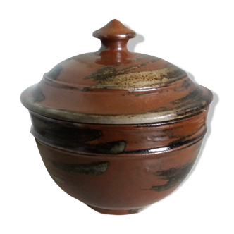 Glazed ceramic covered pot
