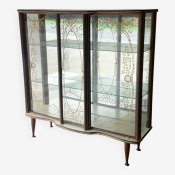 Boissons en verre vintage du milieu du siècle des années 1950 / vitrine / armoire à gin