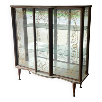 Boissons en verre vintage du milieu du siècle des années 1950 / vitrine / armoire à gin