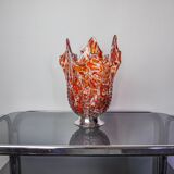 Red and white Seguso vase in Murano glass, Italy, 1960