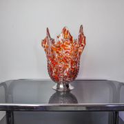 Red and white Seguso vase in Murano glass, Italy, 1960