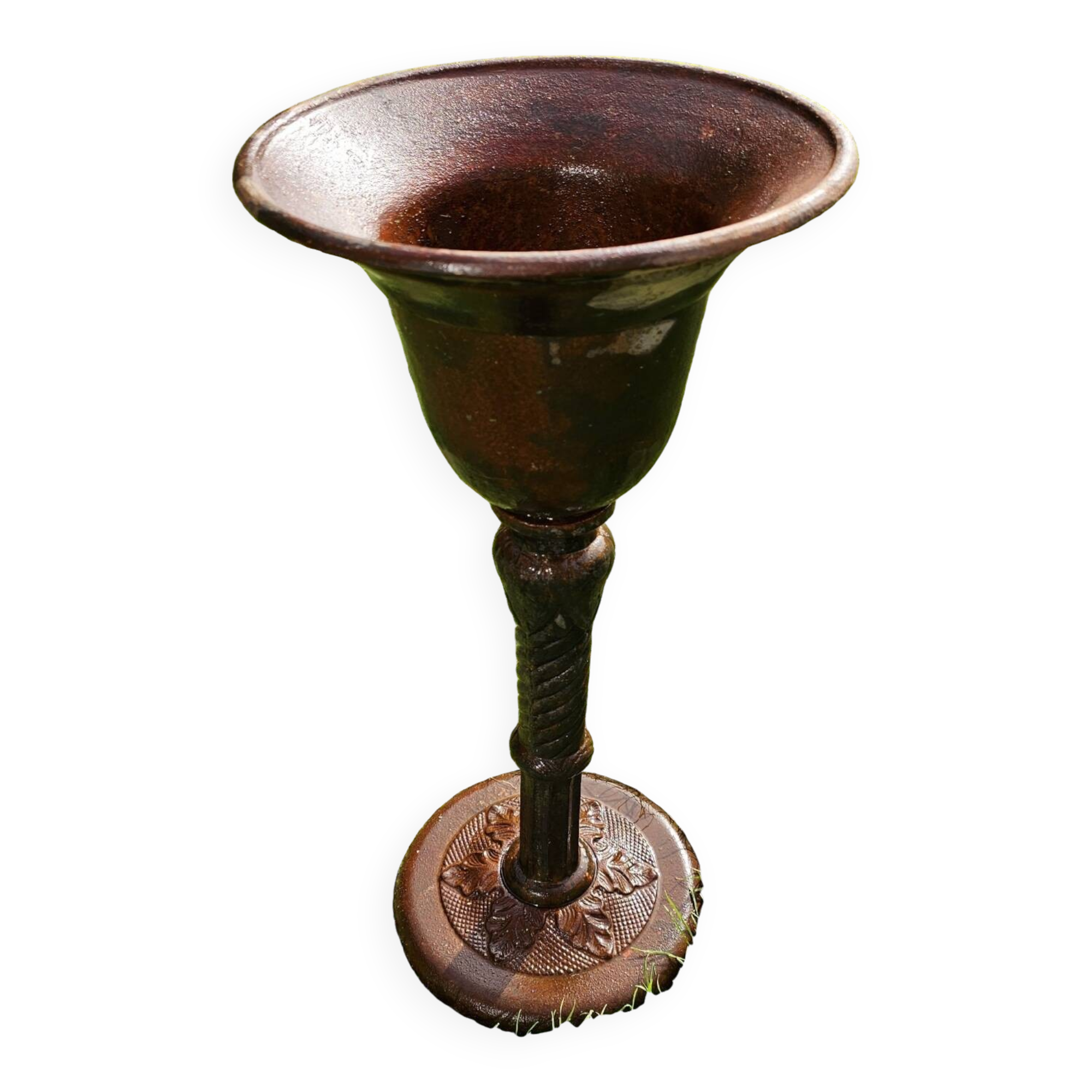 Cast iron vase on foot