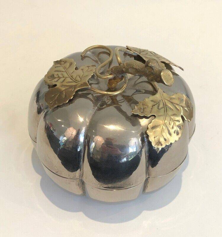 Silver-plated and brass pumpkin ice bucket