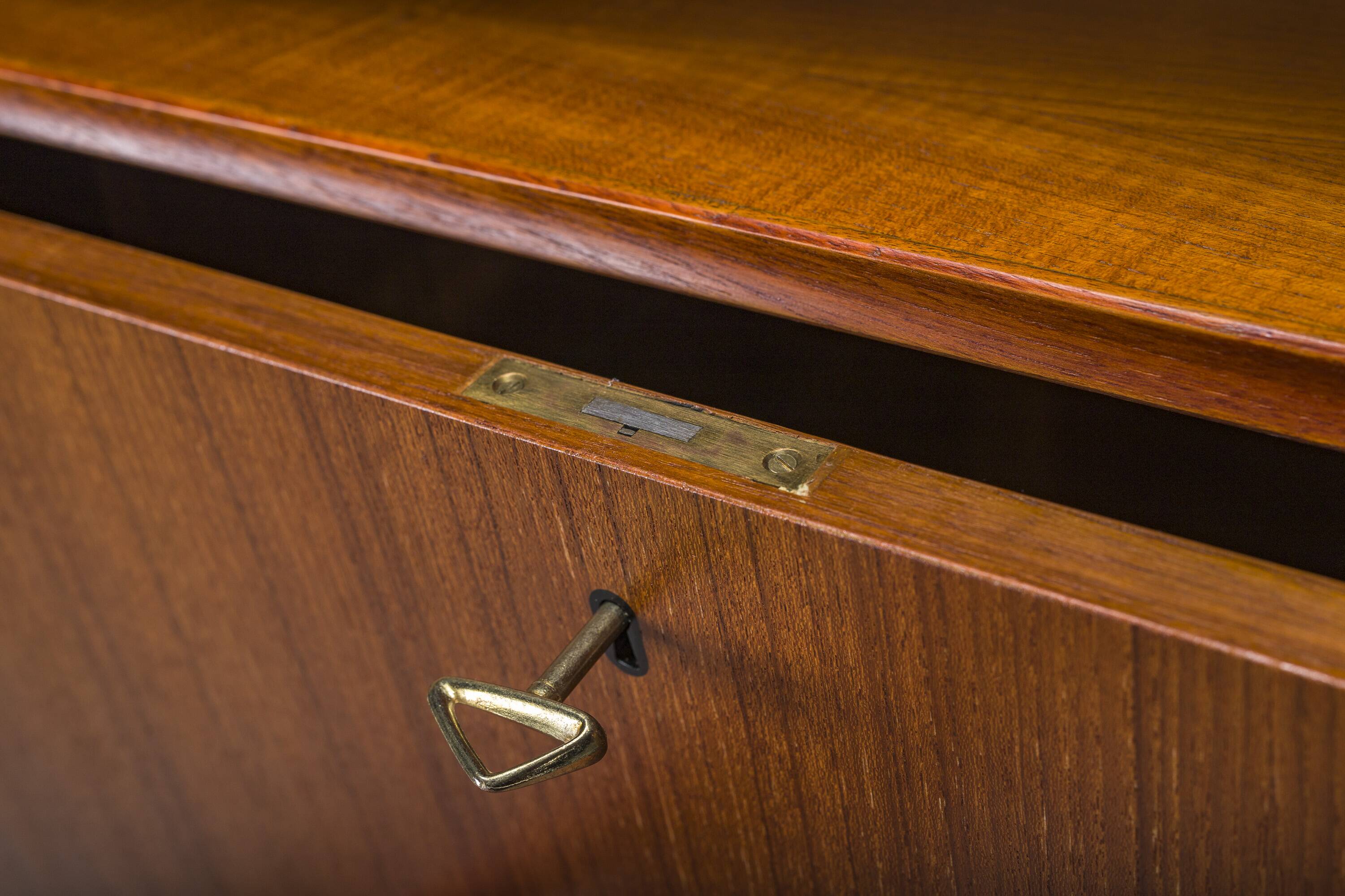 Large Vintage Bookcase with Bar in Teak by Heinrich Riestenpatt, 1960s