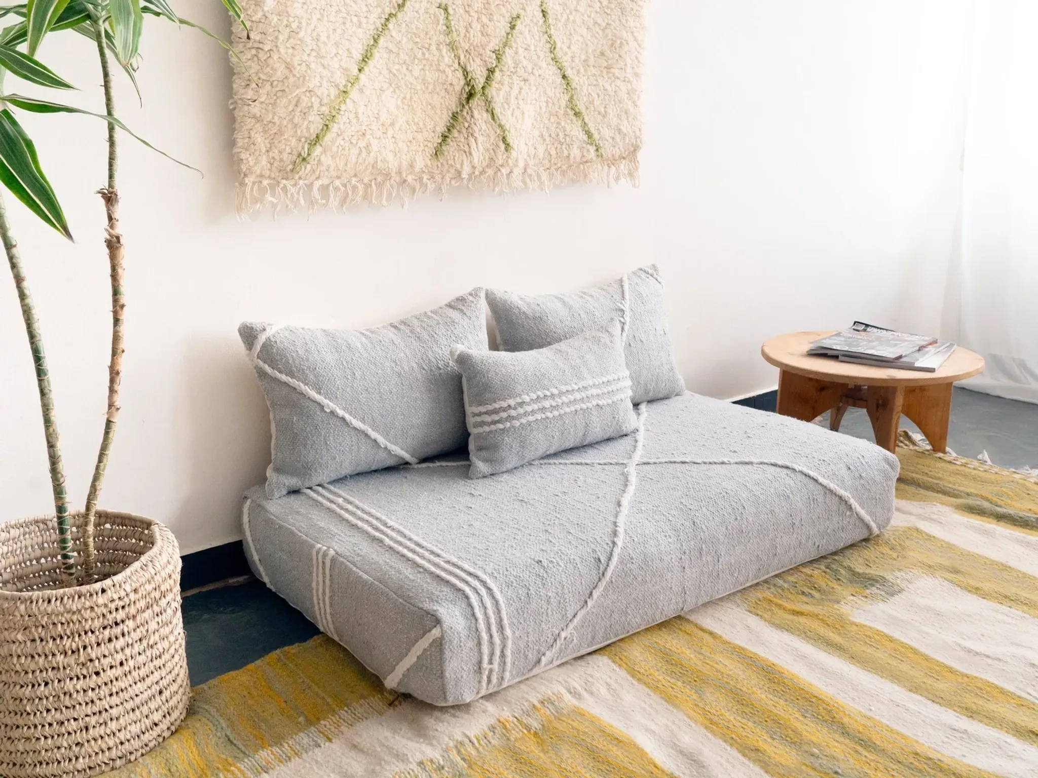 Light grey Moroccan floor sofa cover