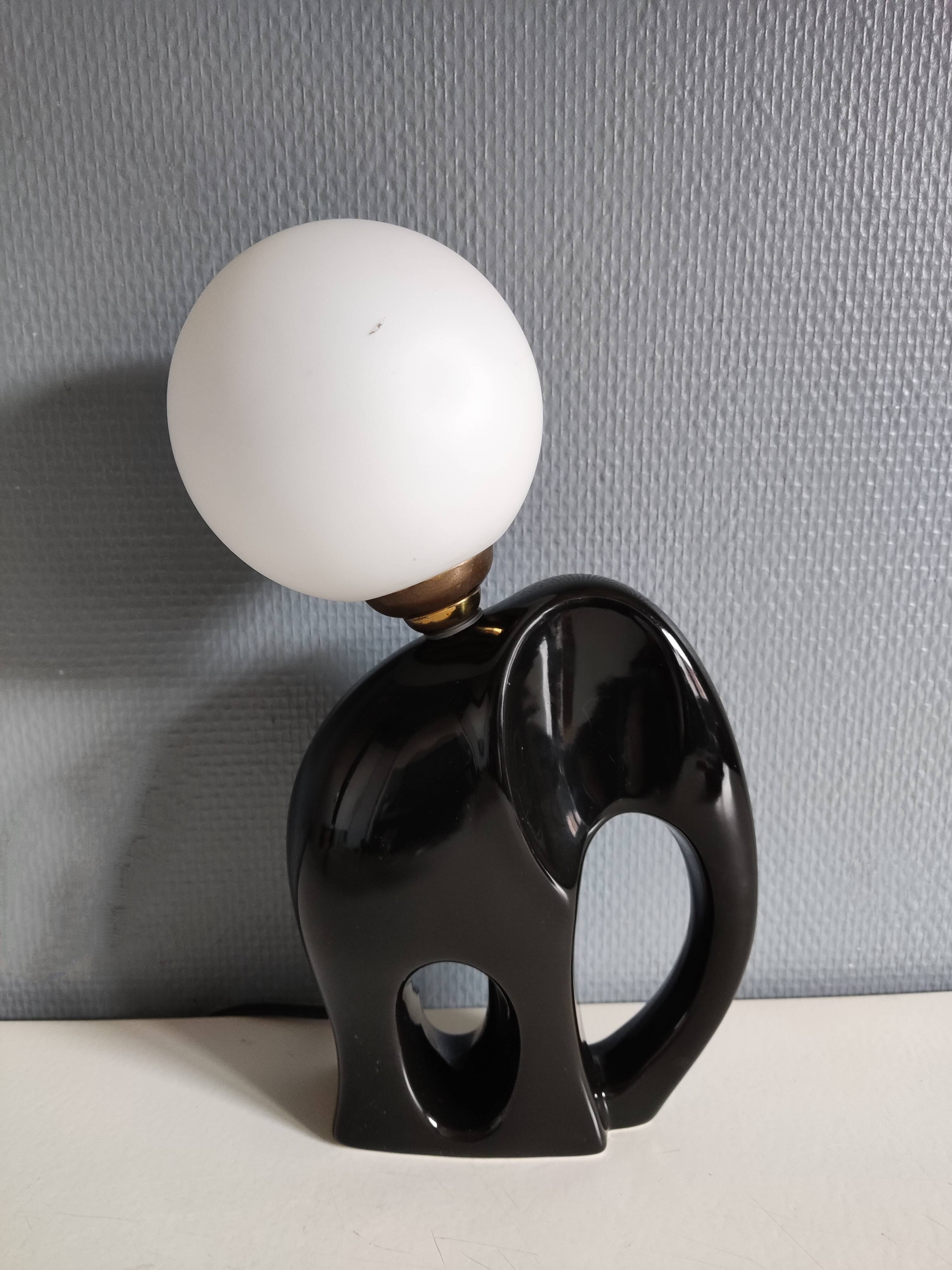 Ceramic lamp with opal globe