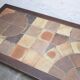 Vintage wood and ceramic coffee table